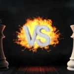 Symbolic image of two kings in conflict, representing Abijah vs. Jeroboam with fire between them
