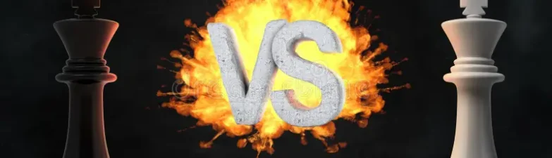 Symbolic image of two kings in conflict, representing Abijah vs. Jeroboam with fire between them